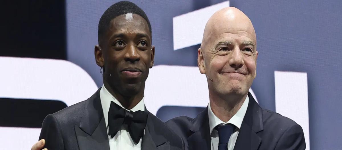 FIFA官方：登贝莱荣膺2025年世界足球先生