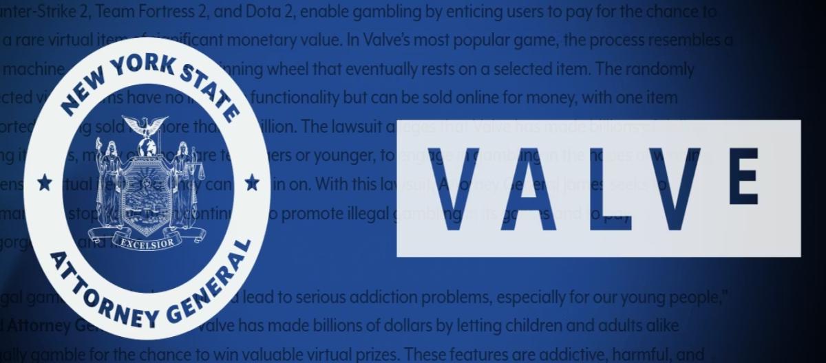 纽约总检察长起诉Valve通过电子游戏推广非法赌博，CS2和Dota 2均牵涉其中