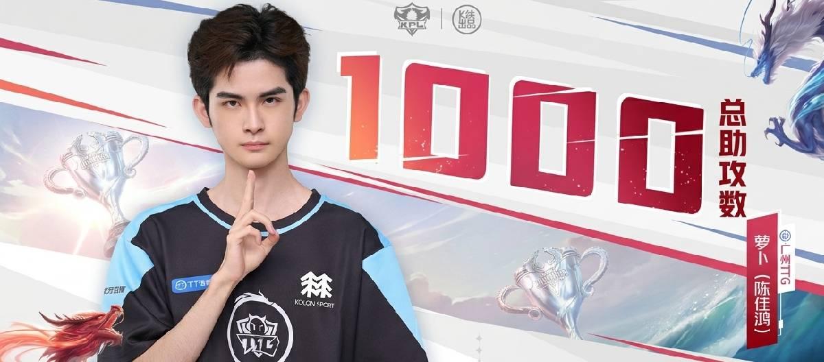 Guangzhou TTG player Luobo achieved his 1000th assist in his professional career.