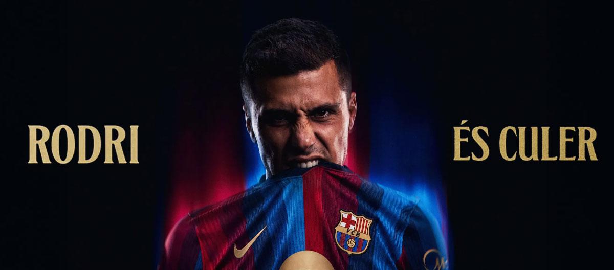 Barcelona officially announce the signing of Manchester City's Spain international defensive midfielder Rodri..