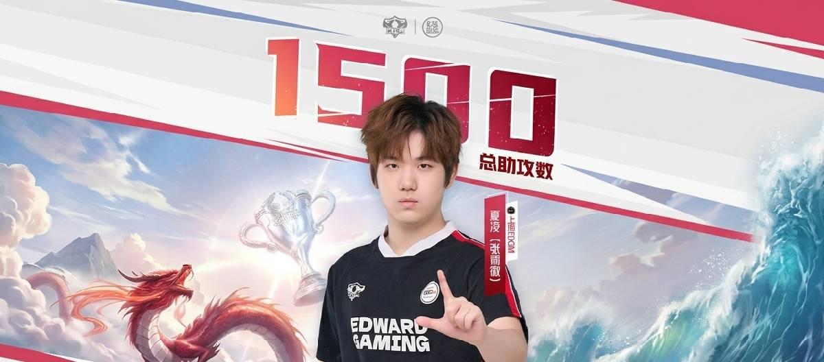 Shanghai EDG.M player Xia Ling achieved his 1500th assist in his KPL professional career.