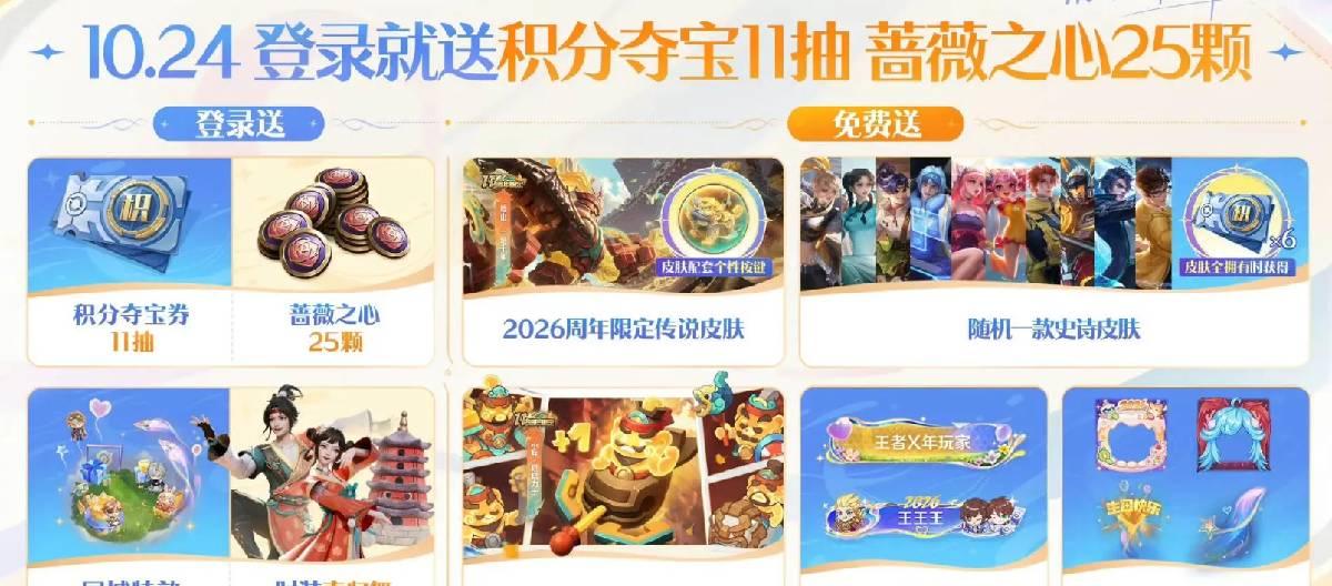 The 2026 anniversary celebration benefits for "Honor of Kings" have been officially announced, and players can claim multiple free in-game rewards during the event.