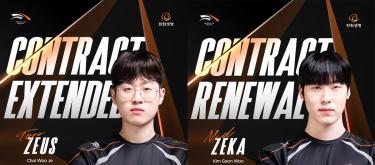 英雄联盟：HLE与上路选手Zeus和中单选手Zeka完成续约..