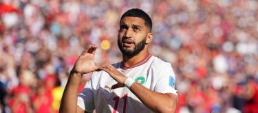 ◤FIFA世界杯在美国、加拿大和墨西哥举行◢ 伊斯梅尔·赛巴里闪电般地攻入一球，帮助摩洛哥以1-0险胜苏格兰。
